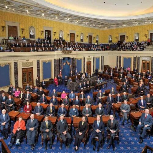 members of the US Senate in the chamber